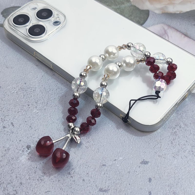 cioatu Phone Charms Cute Cherry Butterfly Cell Phone Lanyard Strap Wrist Strap for Bag Airpods Camera Pendants Decor - Image 5